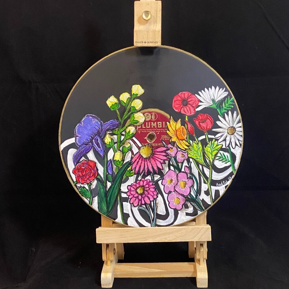 CLEARANCE and painted Record - Beetlejuice Vibes -1of1- by BadAsh -Unique Decor
